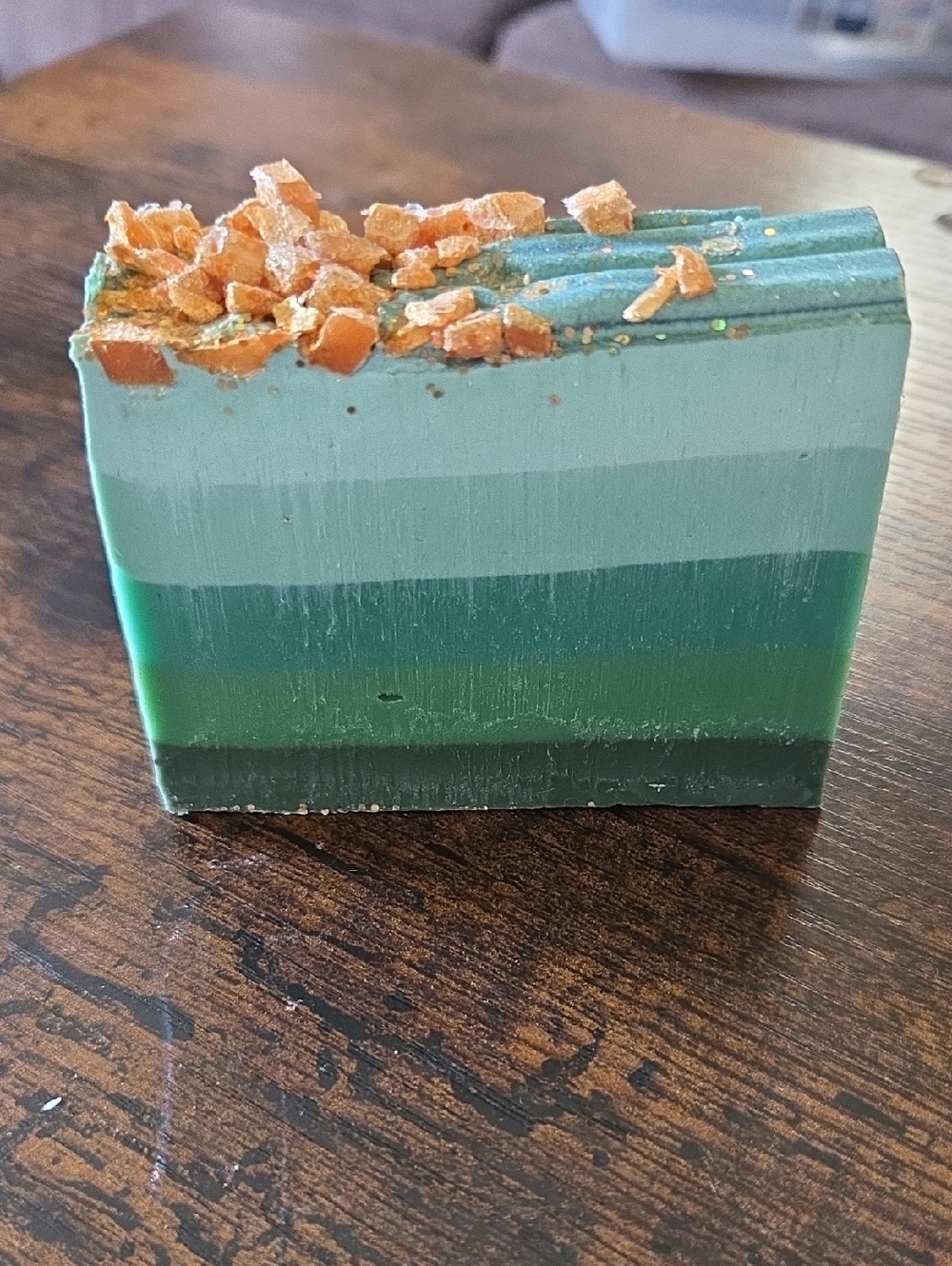 Handmade Layered Green Soap Bar with Gold Top - Meadow Citrus